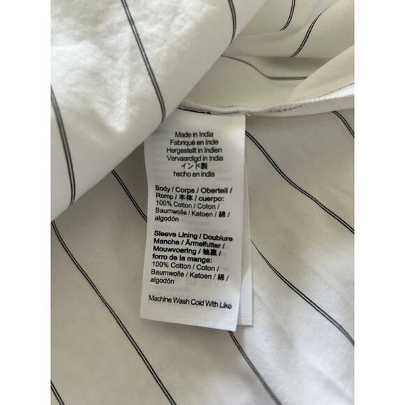 Madewell $98 Shirred Bubble Sleeve Button Up Shirt White/Black Size M NU477 - Picture 13 of 15